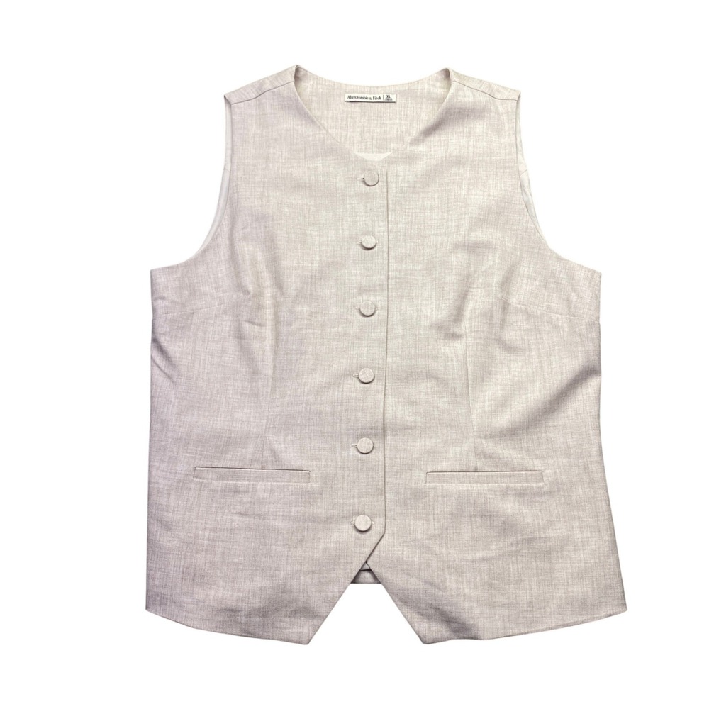 Abercrombie & Fitch Light Beige Sleeveless Button Front Vest